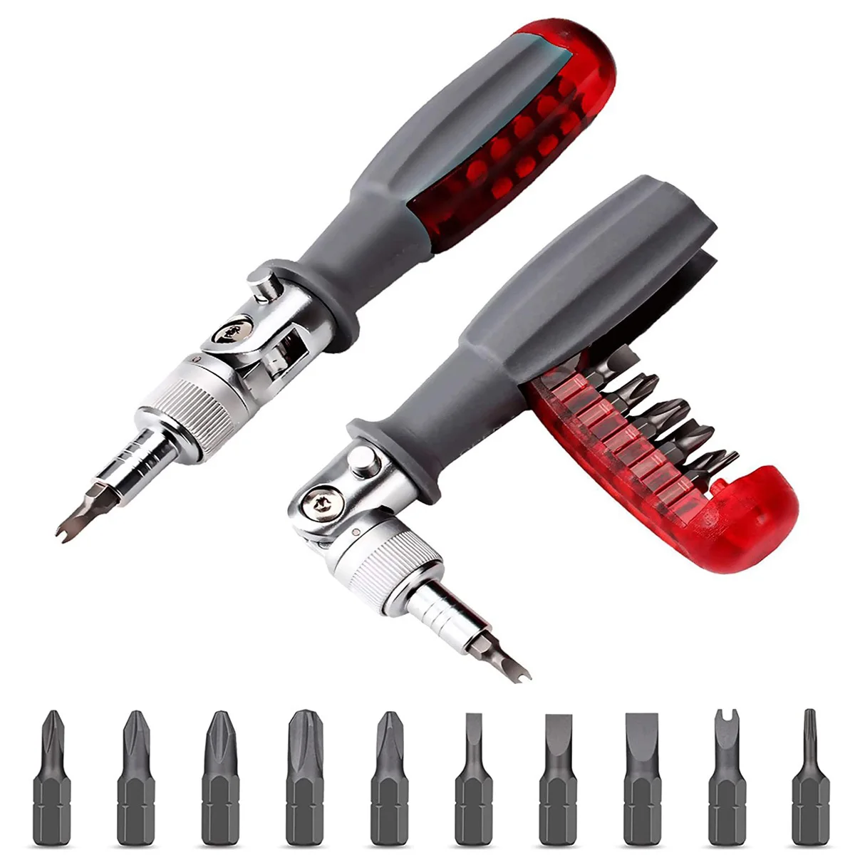 

Ratcheting Screwdriver 11 In 1 180° Rotating Multi Angle Screwdriver Portable Non-slip Manual Screwdriver Repair Tool For Re