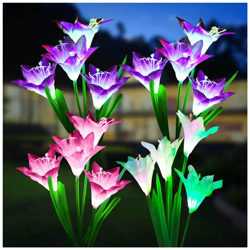 

Solar Garden Lights 7 Color Changing Lily Light for Yard Garden Decoration Enlarged SolarPanel More Realistic Solar Lily Flower