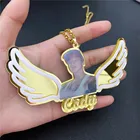 Индивидуальное акриловое ожерелье с именем и крыльями, персонализированное фото, ожерелье для детей, подвеска для детей, подарки