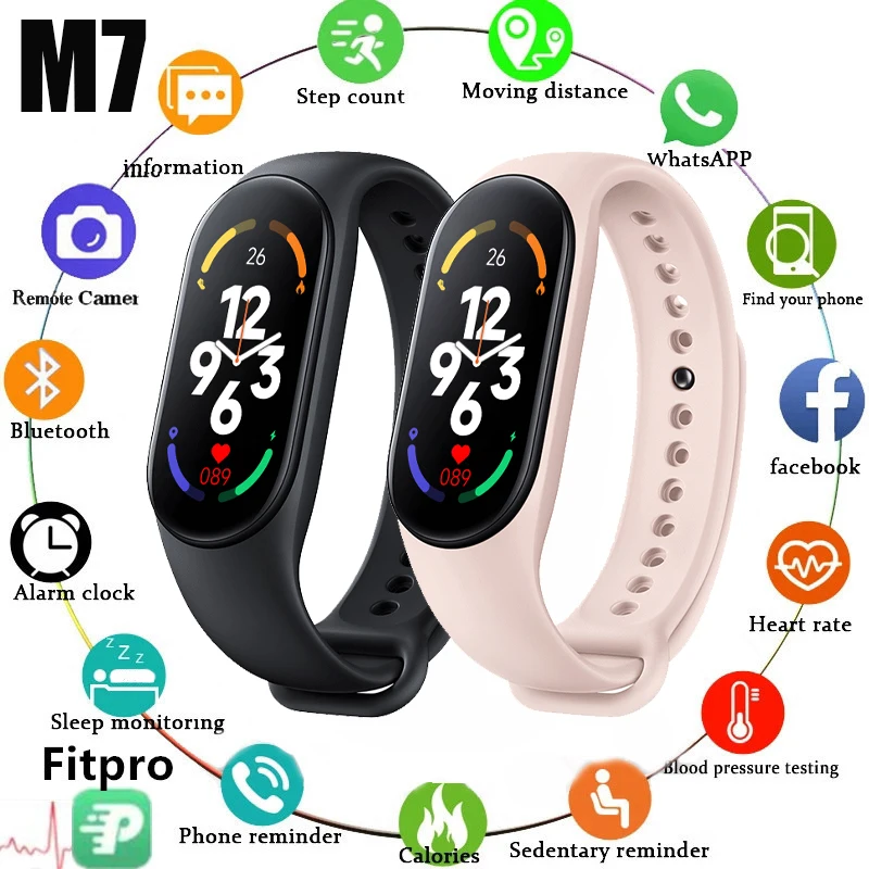 

New M7 Smart Watch For Women Men Fitness Smart Bracelet Fitpro Version Heart Rate Dynamic Picture Sports Wristwatch IOS Android