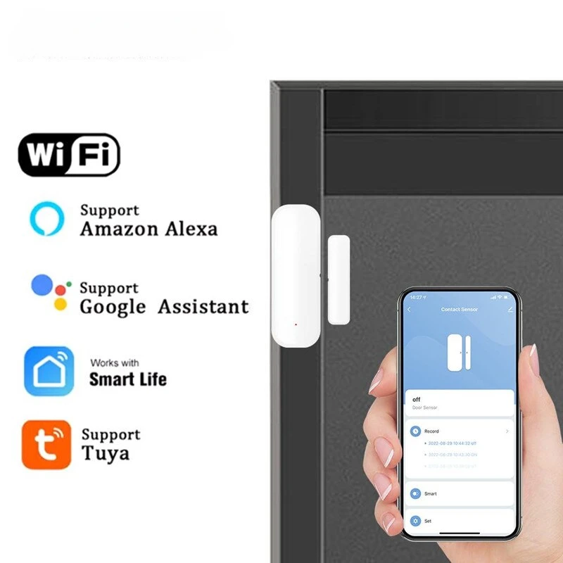 

Tuya WiFi Smart Door Sensor Open Closed Detectors Smart Life APP Control Smart Home Security Protection Alarm System