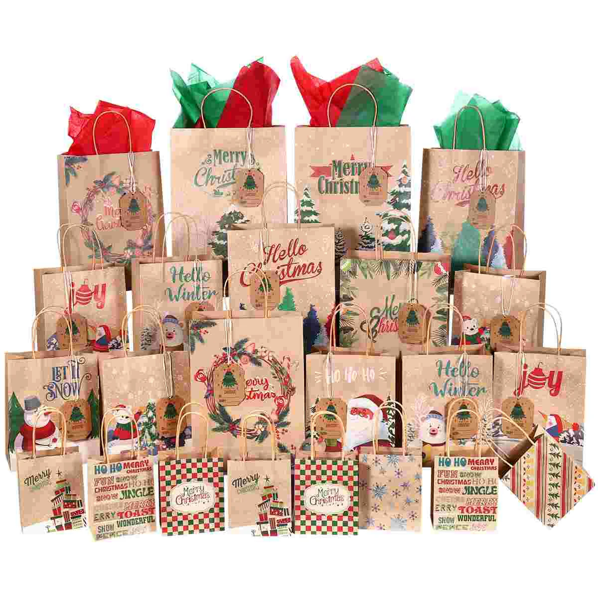 

Christmas Gift Bagsassorted Holiday Treat Goodie Set Kraft Size Party Supplies