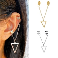 tobilo gold silver color triangle pendant ear cuff non piercing clip earrings for women fake cartilage earring jewelry gifts