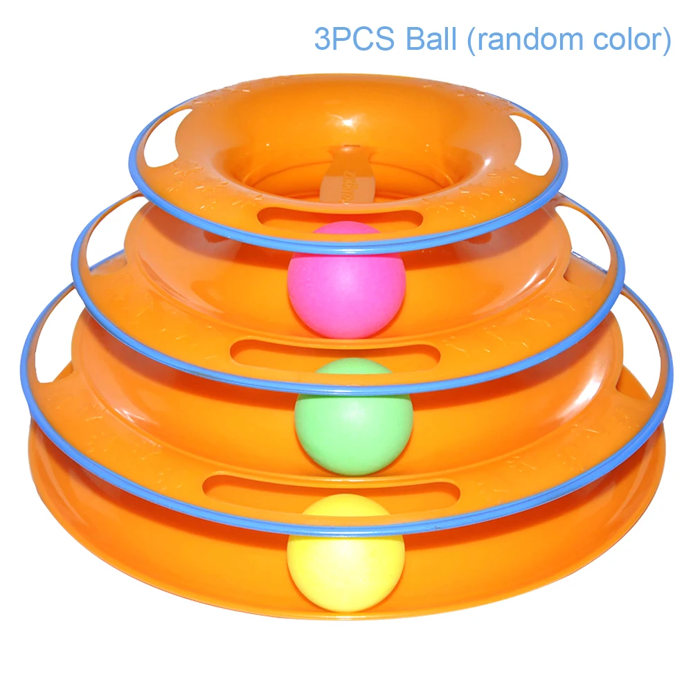 

Training With 3 Ball Cat Tower Toy Durable Interactive Gift Chasing Home Pet Supply PP Non Slip 3 Track Playing