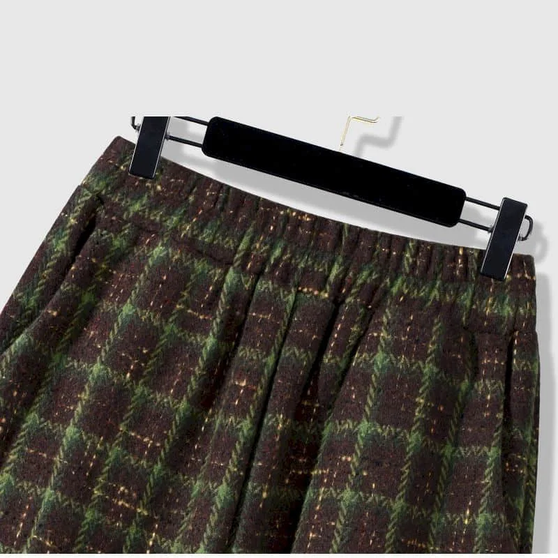 Брюки-фонарики женские шерстяные в клетку