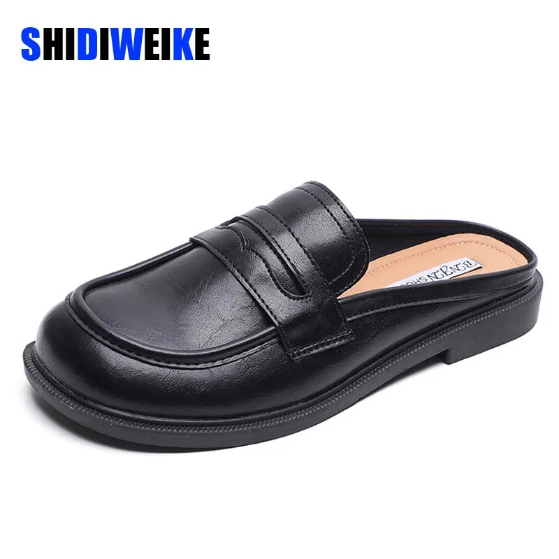 

Women Mules Half Shoes For Women Casual Designer Shoes Women Slippers Luxury Slides Summer Soft Leather Shoes For Girl 2022