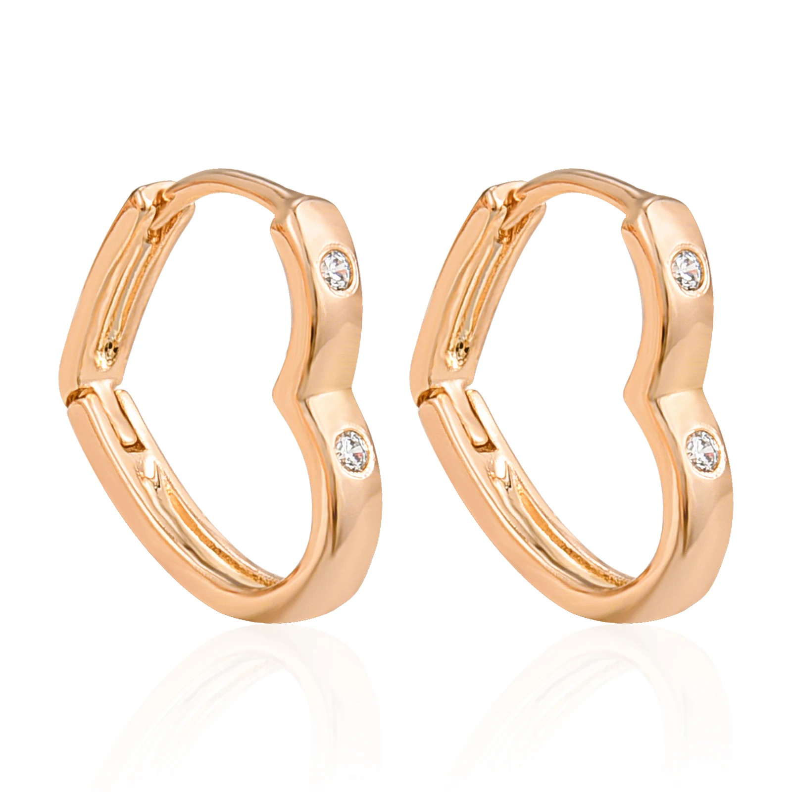 

Heart Hoop Earring Punk Hiphop Jewelry Party For Women Small Crystal 585 Rose Gold Color Ear Clip Korean Jewelry Girl Gift