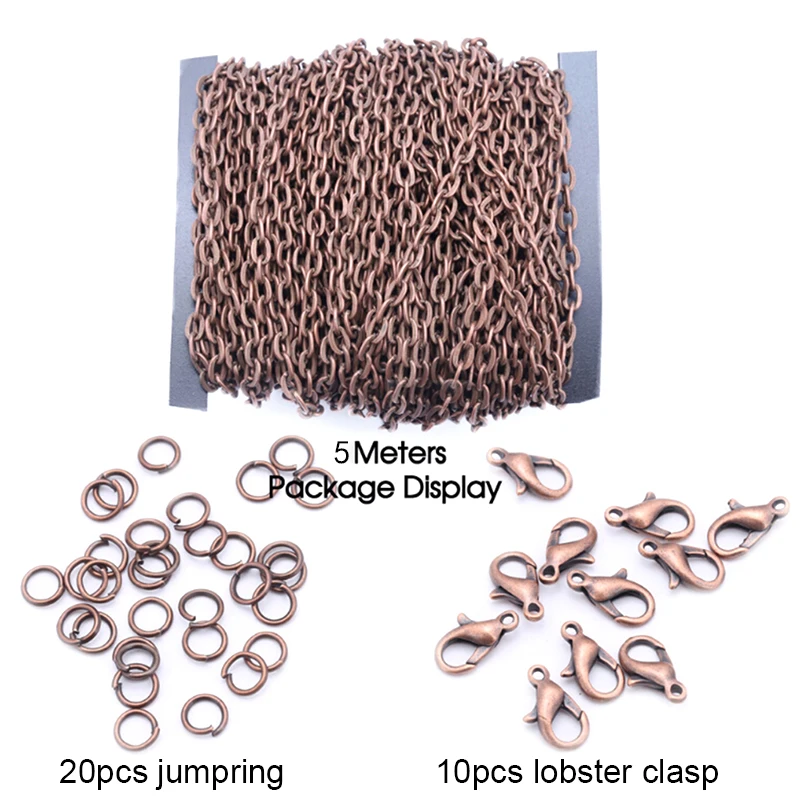 

5M 2mm Chains Lobster Clasp DIY Bracelet Necklace Jewelry Making Materials Set