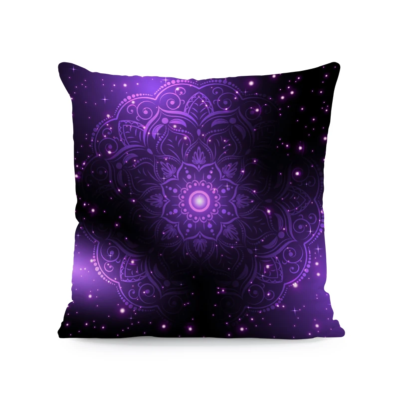 Наволочка с логотипом на заказ игровая светло-голубая Мандала круглым узором