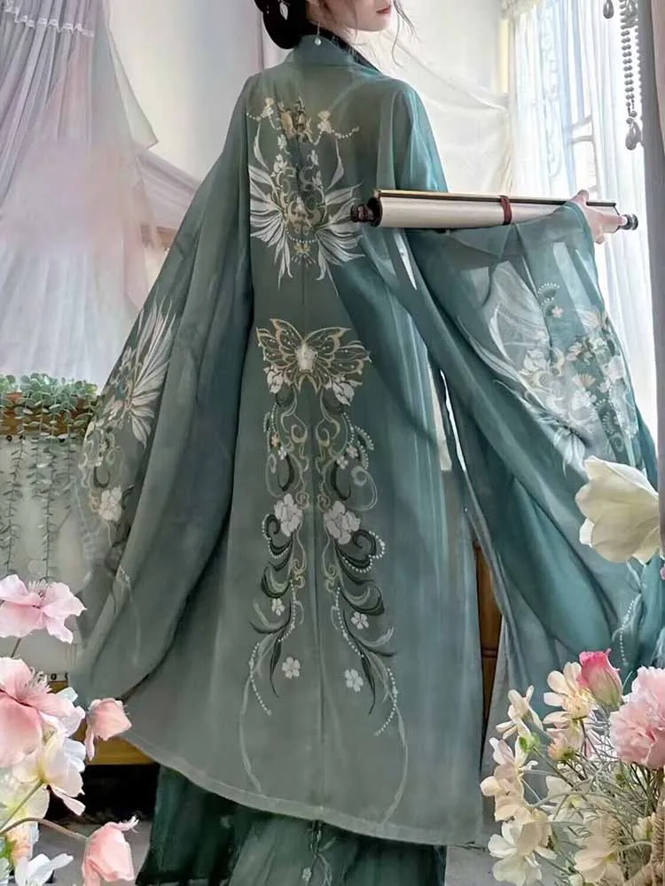 Женское платье Hanfu ODFVEBX зеленое 3 предмета