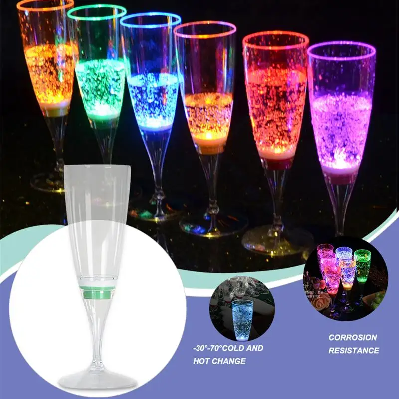 

6 Pcs LED Wine Glasses Drinking Cups Cocktail Wine Glasses Beer Juice Drink Cup Bar Goblet Drinkware Accessories
