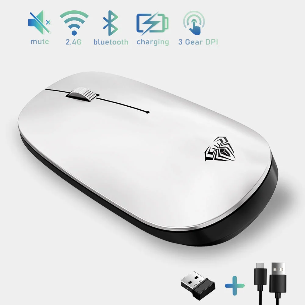 

SC800 Dual Mode Mouse Rechargeable 1600 DPI Bluetooth Wireless Mause Portable Ultra-slim Ergonomic Mice for PC Laptop Office Use