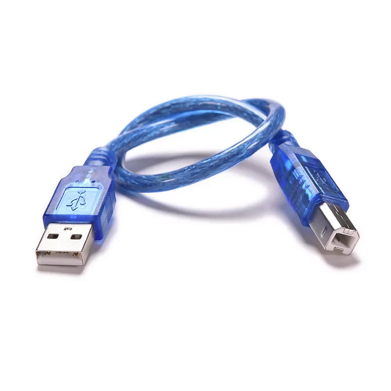 

Blue 30cm USB 2.0 Printer Cable Type A Male to Type B Male Dual Shielding High Speed Transparent