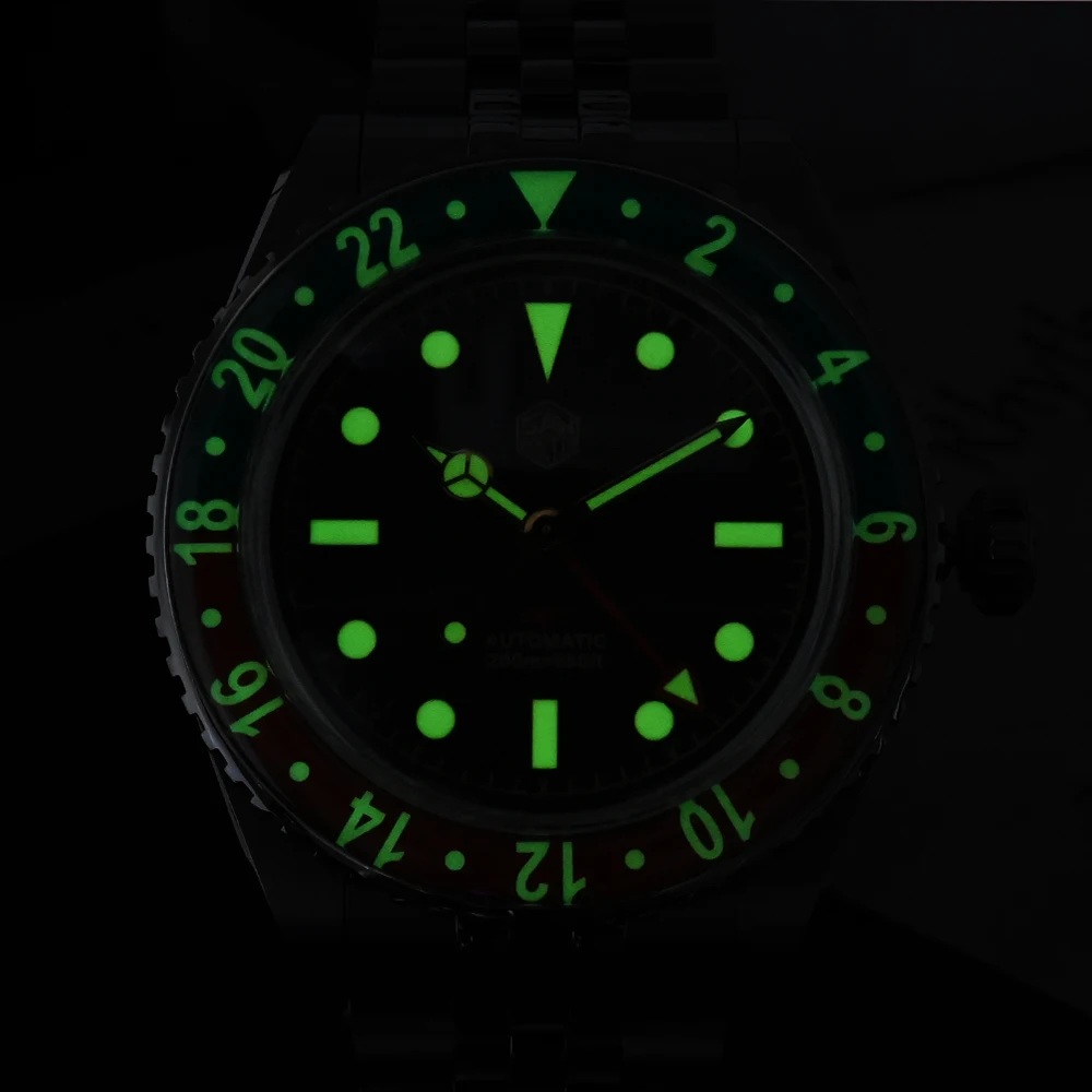 Часы San Martin в стиле ретро 40 мм GMT механические часы для мужчин Роскошные