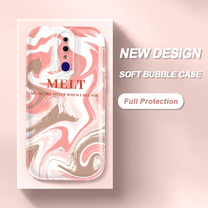 

For OPPO F11 A9 2019 A9x F9 R15 R17 Find X3 Realme 2 Pro U1 Case Fluid oil painting Bubble Phone Case Glossy Air