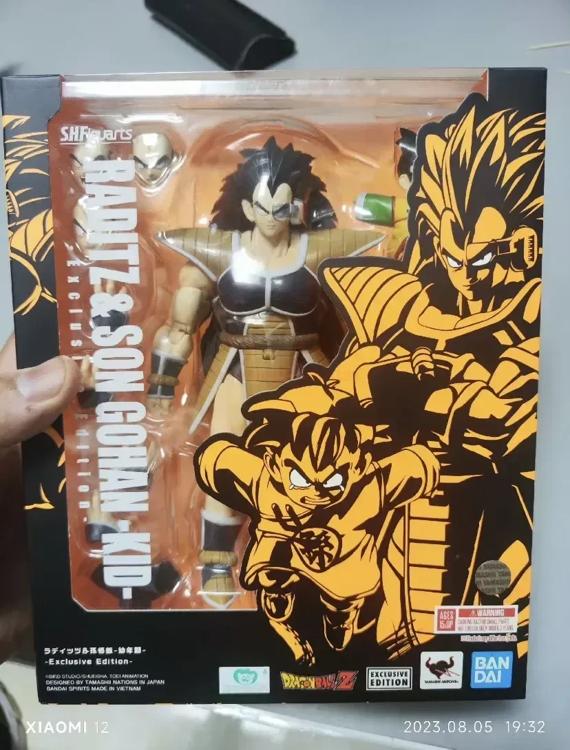 В наличии Bandai Dragon Ball Z Raditz &amp Son Gohan Kid Эксклюзивная версия. ПВХ аниме фигурки модель