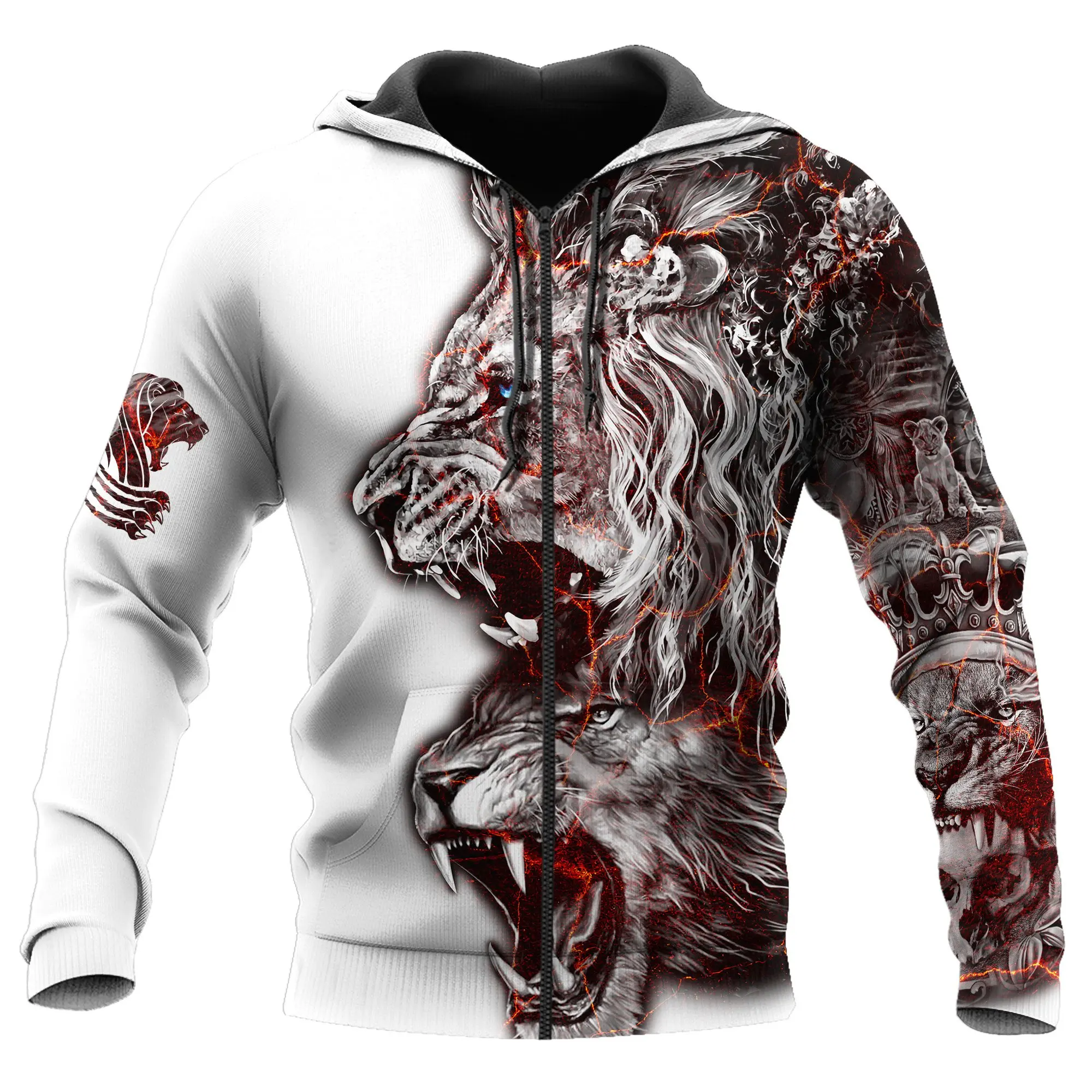 

2021King Lion 3D All Over Printed Unisex Shirts Oversized hoodie fashion streetwear man sweatshirt man zipper-ooo