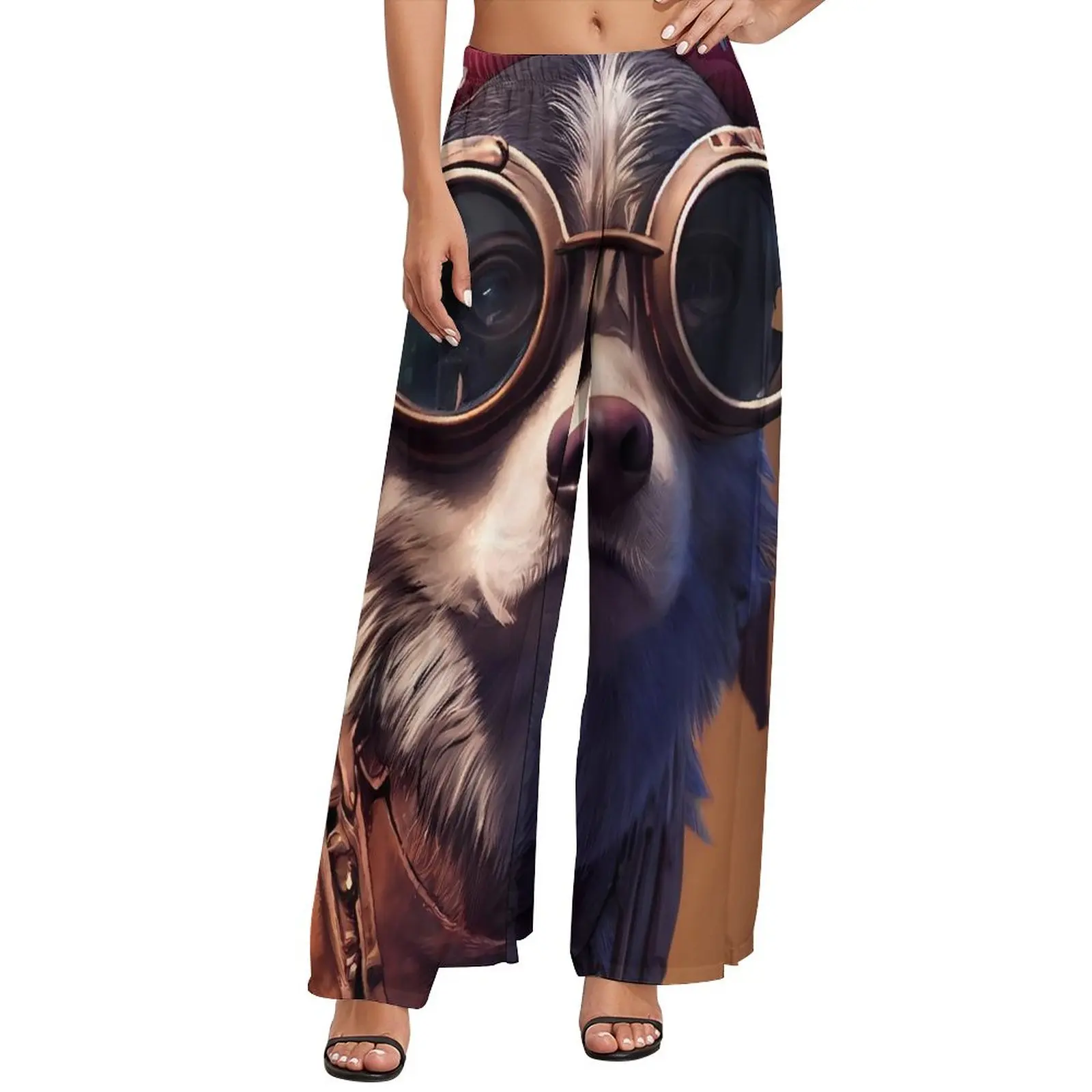 

Funny Animal Pants High Waisted Pirate Dog Print Classic Trousers Street Style Graphic Wide Pants