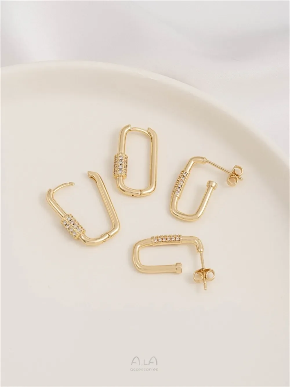 14-каратное золото микроинкрустированные цирконом U-образные серьги серебро 925