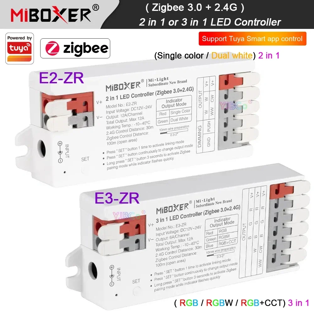 Miboxer Zigbee 3.0 2.4G (одноцветный/двойной белый) Контроллер светодиодных лент 2 в 1 Zigbee3.0