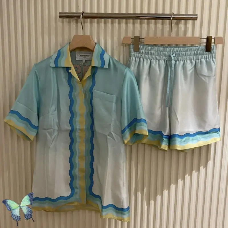 

Рубашка женская/мужская с коротким рукавом, Повседневная Свободная сорочка с принтом ракушки для настольного тенниса, с градиентом, синяя, лето