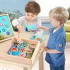Новые Детские деревянные игрушки Монтессори, цифры, магнитные игры, рыболовные игрушки, игра Поймай червя, Развивающие головоломки, игрушки для детей, подарки