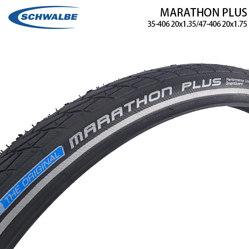 

SCHWALBE Marathon Plus 20inch 35-406 20x1.35 47-406 20x1.75 Folding Bicycle 7 Level SmartGuard Black Reflex Tires Cycling Parts