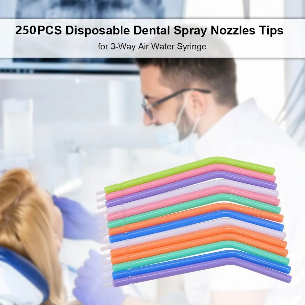 

250pcs Disposable Jet Tips for 3-way Dental Syringes Dental Spray Nozzles Tips