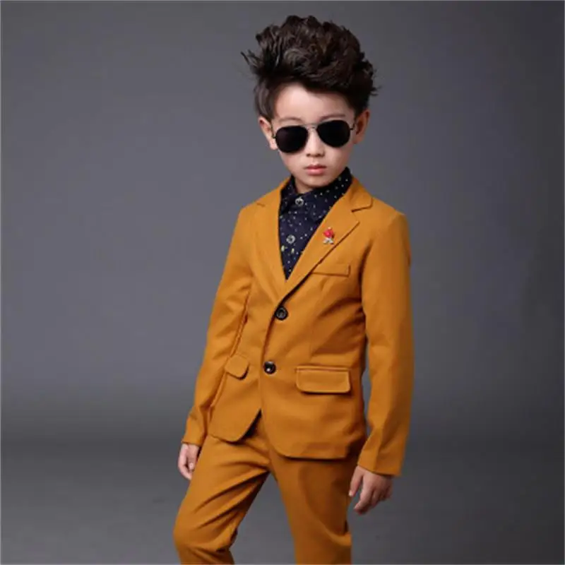 

Boys suits for weddings Kids Prom Suits Yellow Wedding Suits Kids tuexdo Big Children Clothing Set Boy Formal Classic Costume