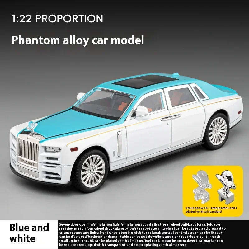 Роскошная модель автомобиля 1:22 Rolls Royce Phantom из металлического сплава со звуком и