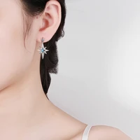 korean version of the small fresh diamond radiance six pointed star temperament ear jewelry tassel simple awning star earrings