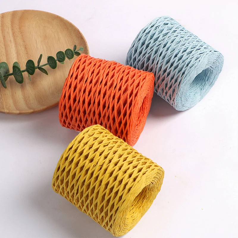 YOMDID Colourful Raffia Paper Thread Handcraft Packaging Belt Decor Rope DIY Knitted Yarn Hat Bag Crocheting Paper Yarn Rope