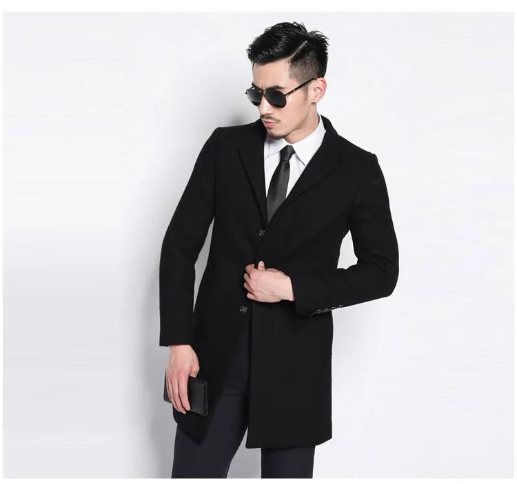 

2022 New Arrival Style Windbreaker Fashion Woolen Overcoat Handsome Casual Covered Button Thick Mens Coat Super Large Size S-9XL