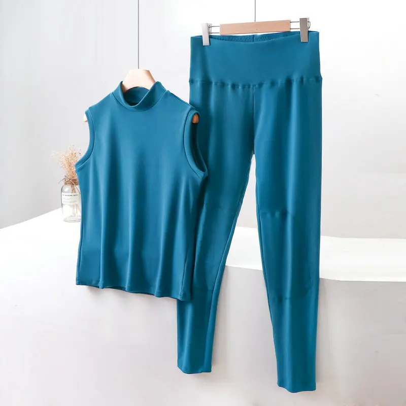 Fdfklak XL-8XL Casual Sleepwear Pijamas New Velvet Warm Pajamas For Women Large Size Sleeveless Vest Pant Suit Pyjama Pour Femme