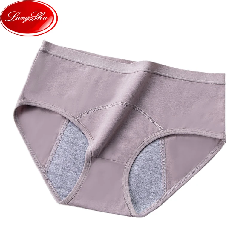 

LANGSHA Menstrual Period Panties Seamless Women Underwear Heath Cotton Mid Waist Widen Girls Leak Proof Physiological Pants L XL