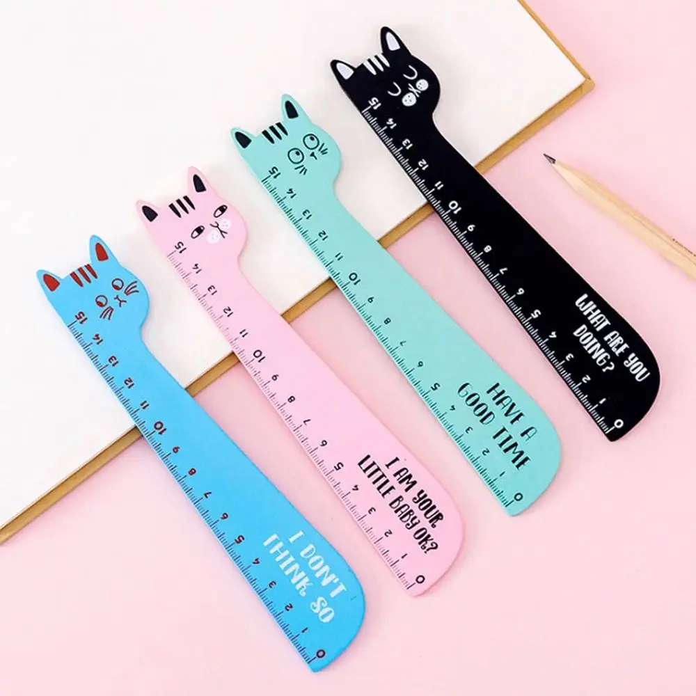 

Gift Drafting Supplies Measuring Tool Student Stationery Animal Cat Shape Straight Ruler Cartoon Ruler Wooden Ruler