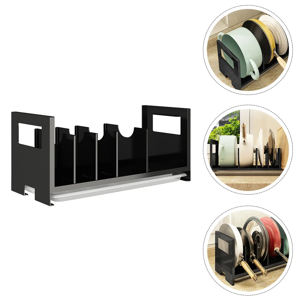 

1Pc Free Punch Kitchen Tabletop Storage Rack for Pot Cover Chopping Board Black
