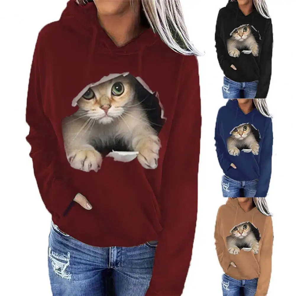 

Женская толстовка с длинным рукавом и капюшоном, Стильные теплые толстовки свободного кроя, Дамская Толстовка, осенняя уличная одежда