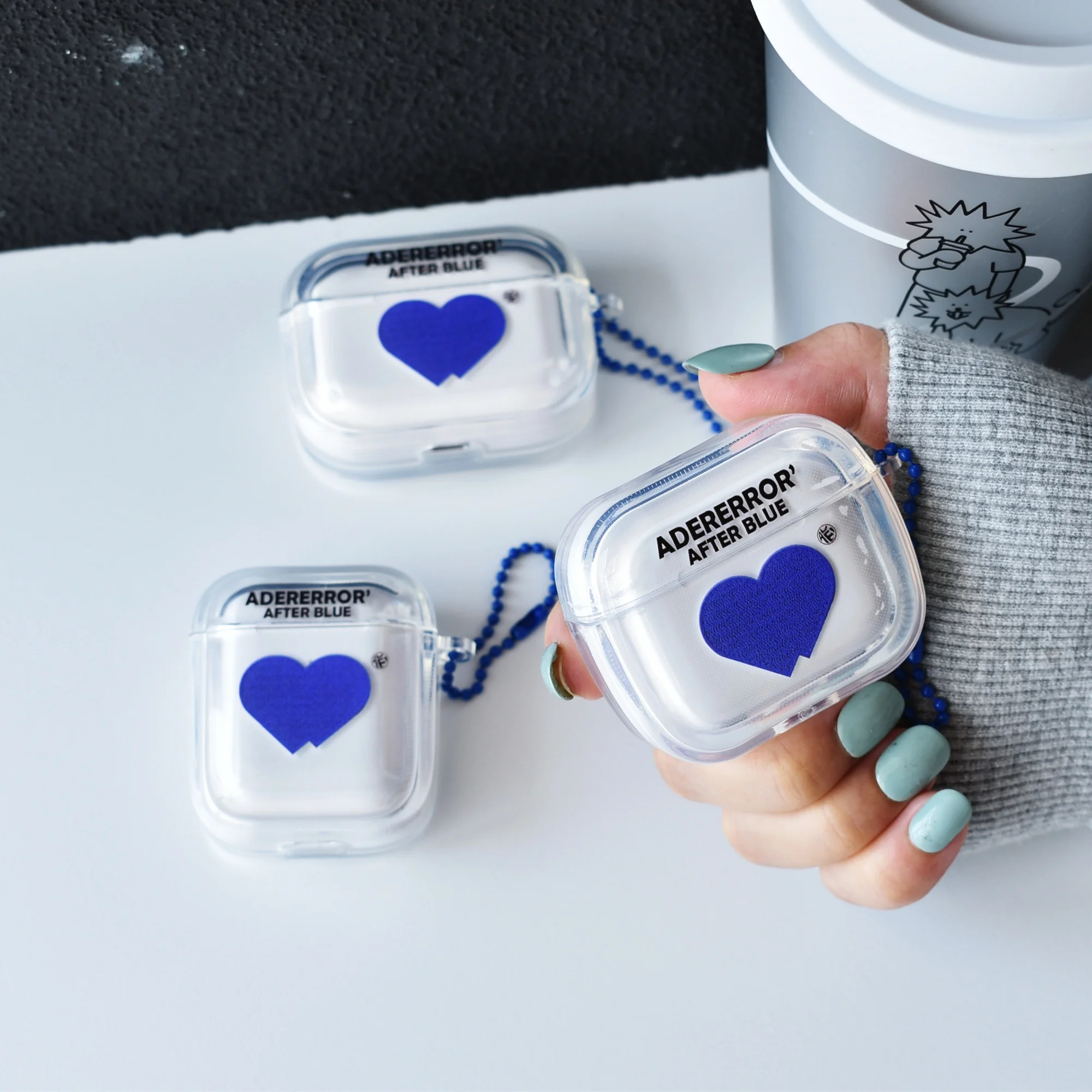 

Светлый яркий синий чехол Klein Love для Apple AirPods 1 2 3 Pro Air Pods Pro2, беспроводной Bluetooth-зарядный бокс с цепью, Модный чехол