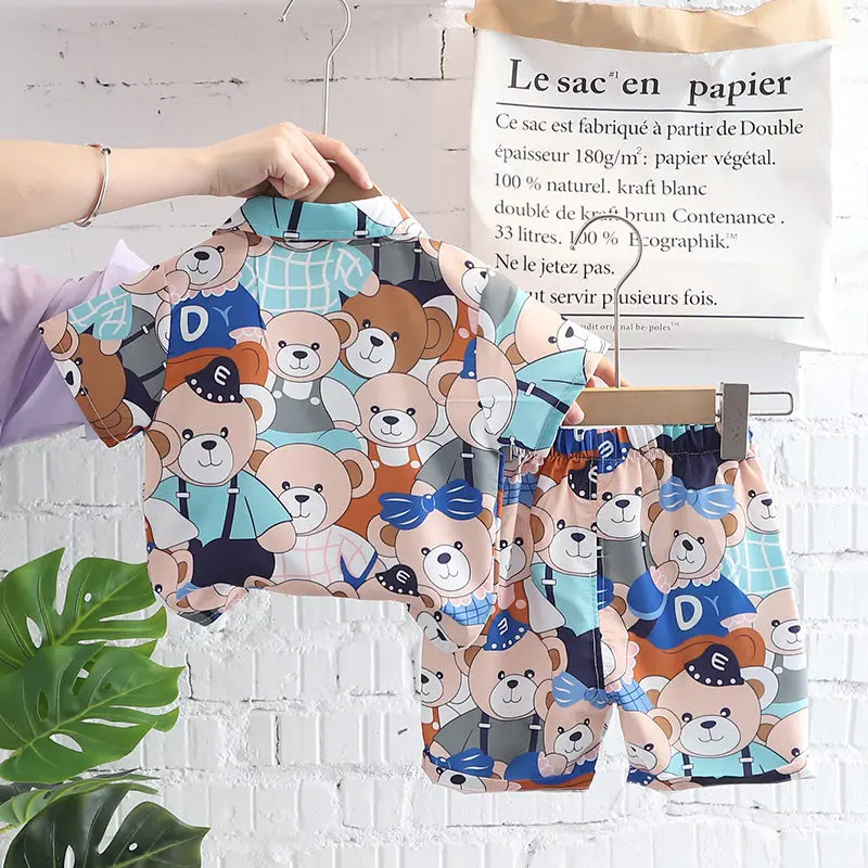 

2022 Children Cotton Clothes Baby Sport Boys Causal Full Printe Shirt Shorts 2Pcs/Sets Infant Kids Fashion Toddler Tracksuits