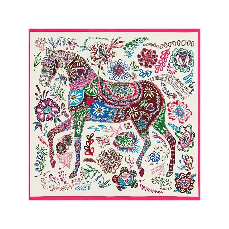 Фирменный шелковый шарф 90*90 см саржевые шарфы с дизайнерскими краями Seda Natural 100 ℅