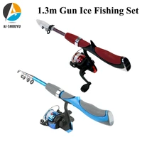 ai shouyu new design winter fishing rods set ice fishing rods with reels rod combo for children ice fishing tackle set 2 colors