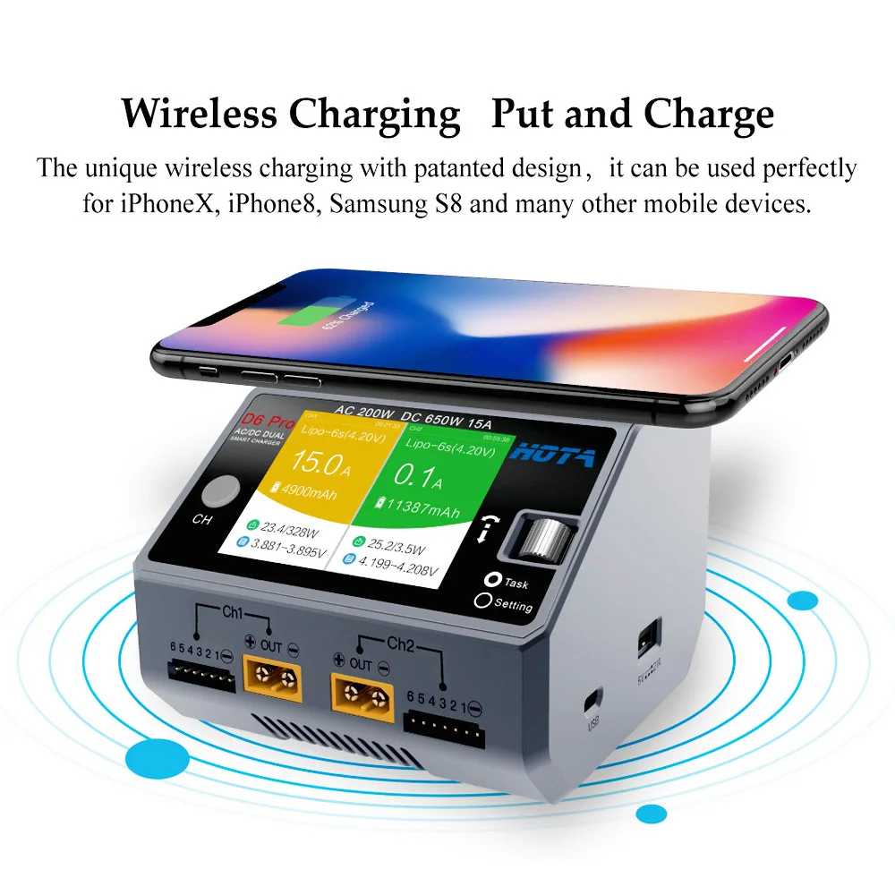 Оригинальное умное зарядное устройство Hota d6 Pro AC 200 Вт DC 2x32 5 Вт/15 А, разрядное зарядное устройство Lipo для радиоуправляемых дронов, запчасти