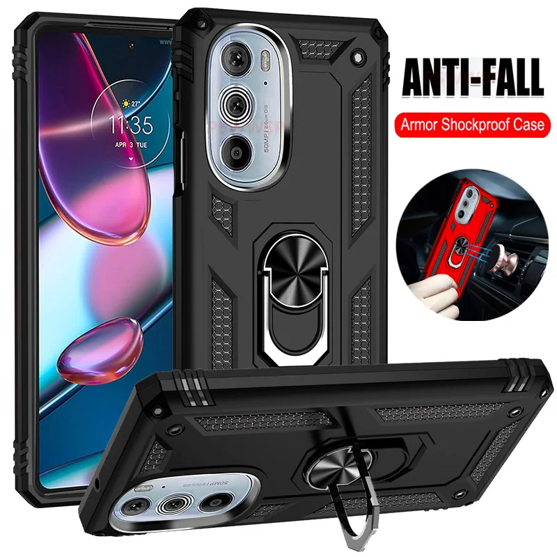 Shockproof Armor Metal Ring Case For Motorola Moto Edge 30 20 Pro Plus E20 E30 E40 Lite S30 E7 E7i E6 Power E6i Z4 G Pure Cover