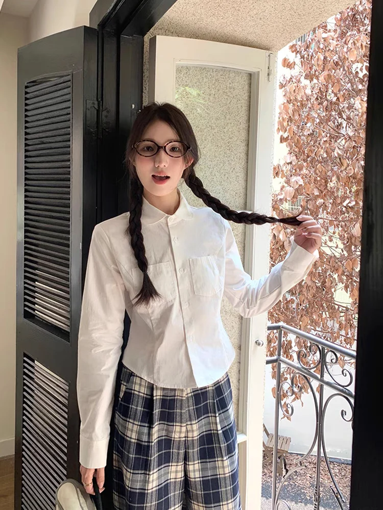 Белые рубашки с длинными рукавами женские осенне-зимние консервативные топы