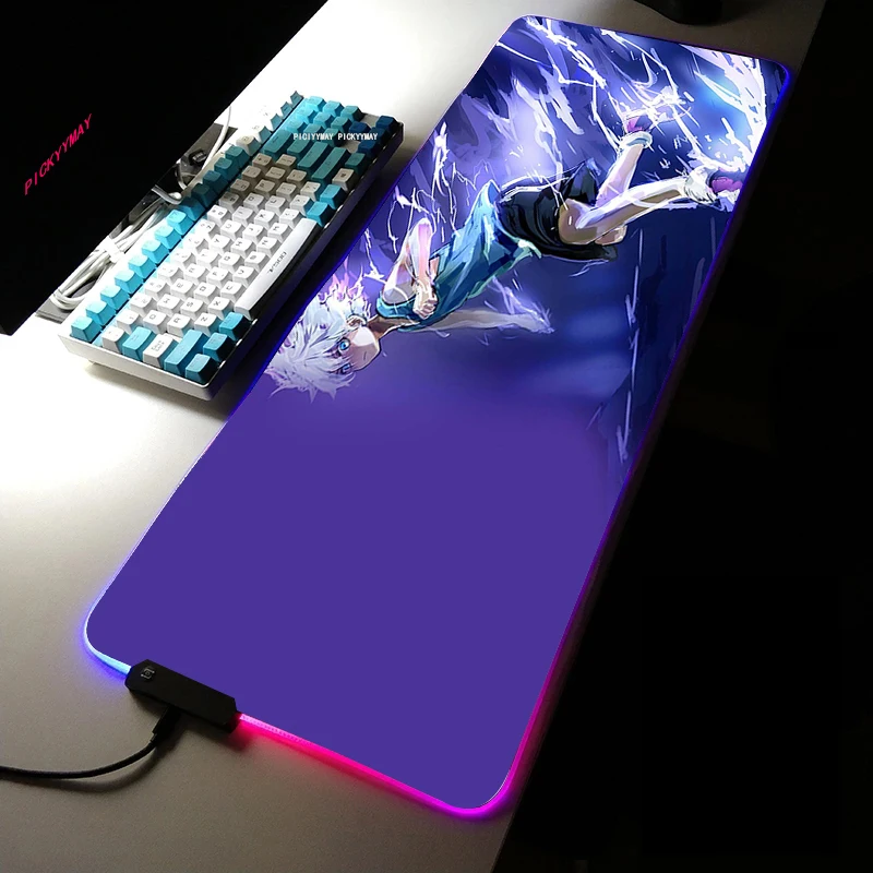 

Hunter x Hunter RGB Mouse Pad Gamer Accessories Large LED Light MousePads XXL Gaming PC computer Desk with Backlit Rubber Mats