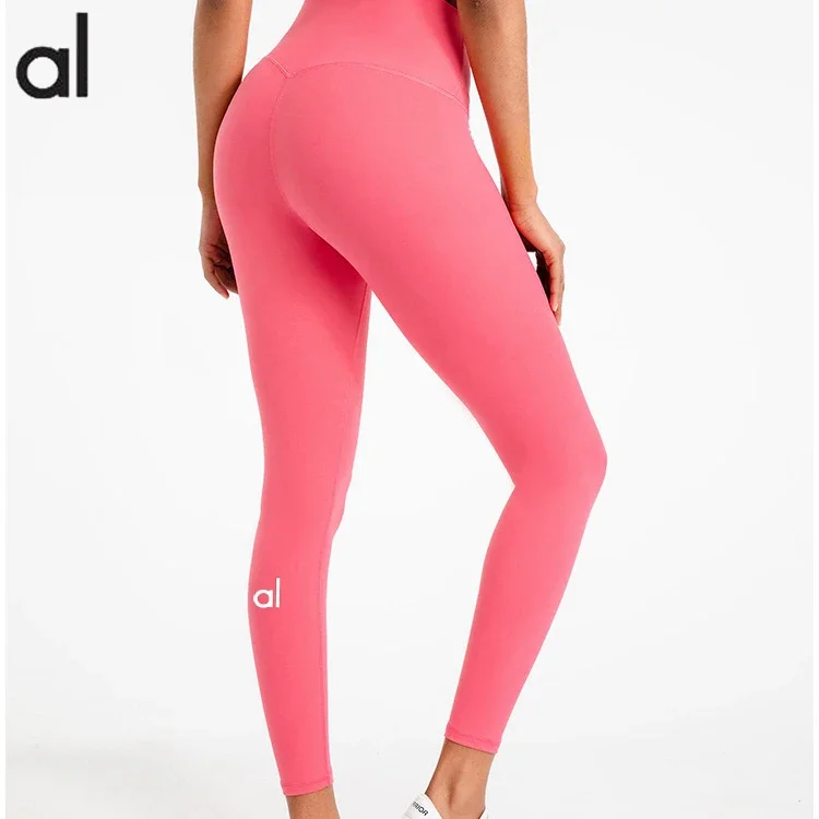 

Женские ультрамягкие штаны для йоги с логотипом AL, спортивные эластичные нейлоновые леггинсы для тренировок, без переднего шва, спортивные трико