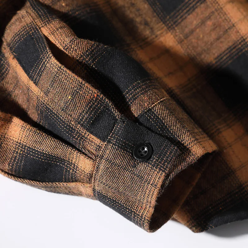 Рубашка мужская оверсайз в клетку модная блуза с длинным рукавом повседневная