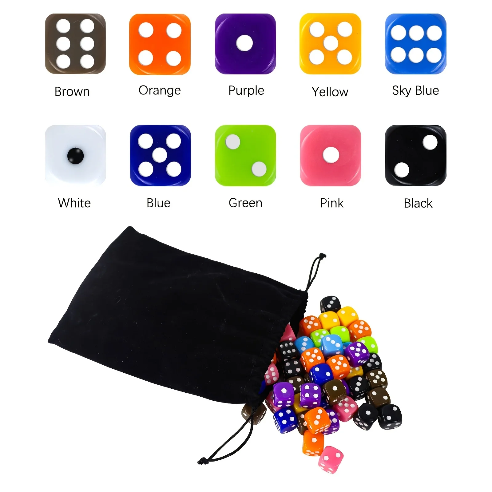 Набор шестиугольных кубиков 6 шт. 50 16 мм акрил непрозрачный для настольных игр с