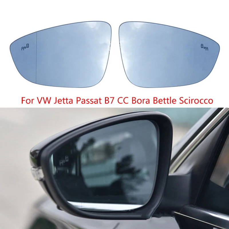 

Left Right Heated Blind Spot Warning Wing Rear Mirror Glass for VW Jetta Passat B7 CC Bora Bettle Scirocco 3C8857521 3C8857522